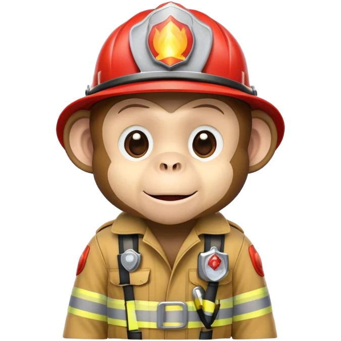Party monkey with a fireman hat emoji