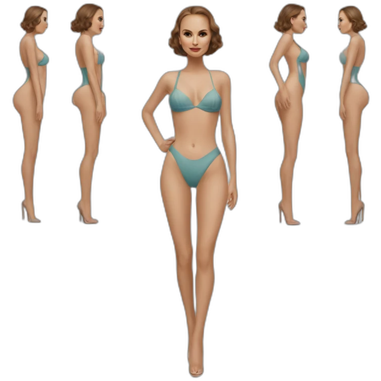 sexy natalie portman back on high heels swimming suit long legs posing relax rude emoji