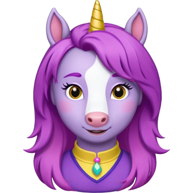 Shirley Shawn the Unicorn from The Wiggles with yellow horse with purple hair emoji