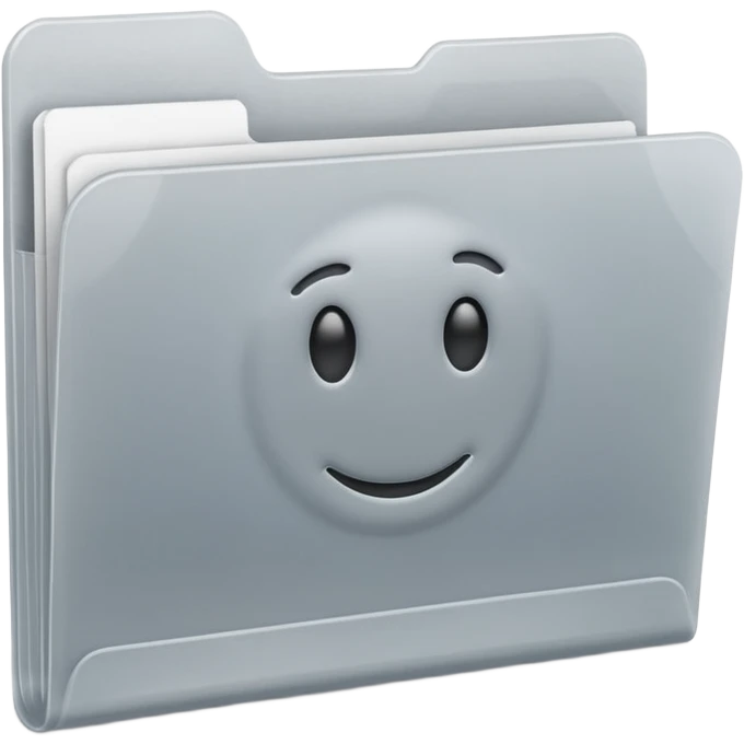 A **simple emoji-style icon** of a **frosted light-gray plastic folder** with **rounded corners**, **elastic string and button closure**, slightly translucent, clean front, subtle shading, and a **small tax/forms symbol** in one corner.
 emoji