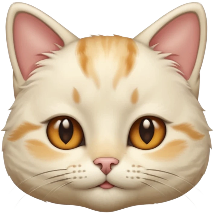 Cream cat face with short hairs, brown eyes and a neck emoji