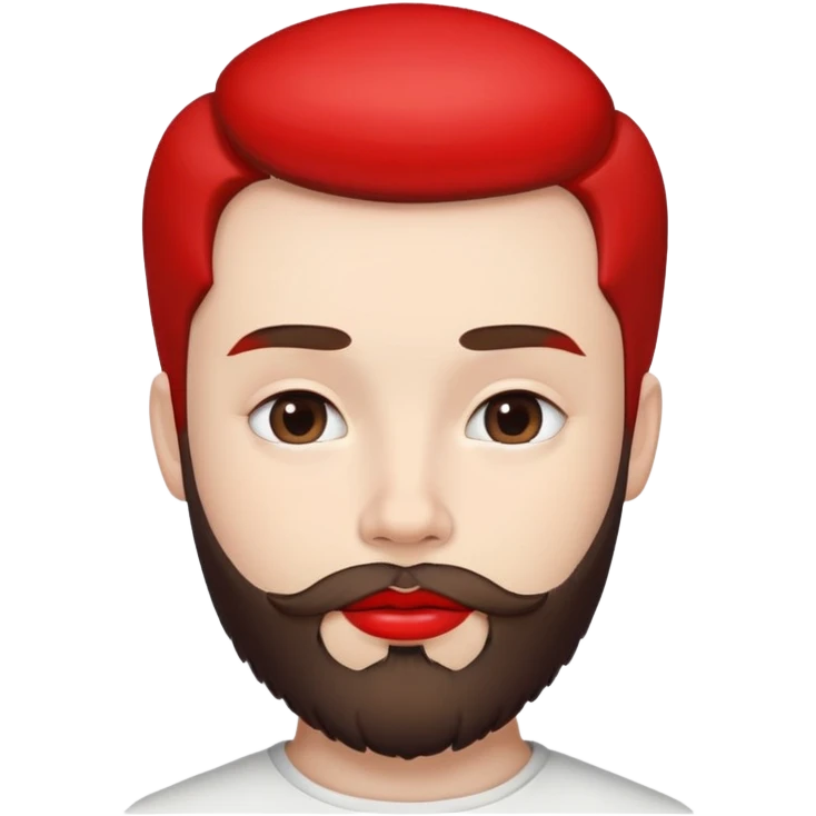 ragazzo truccato con la barba e il rossetto rosso emoji
