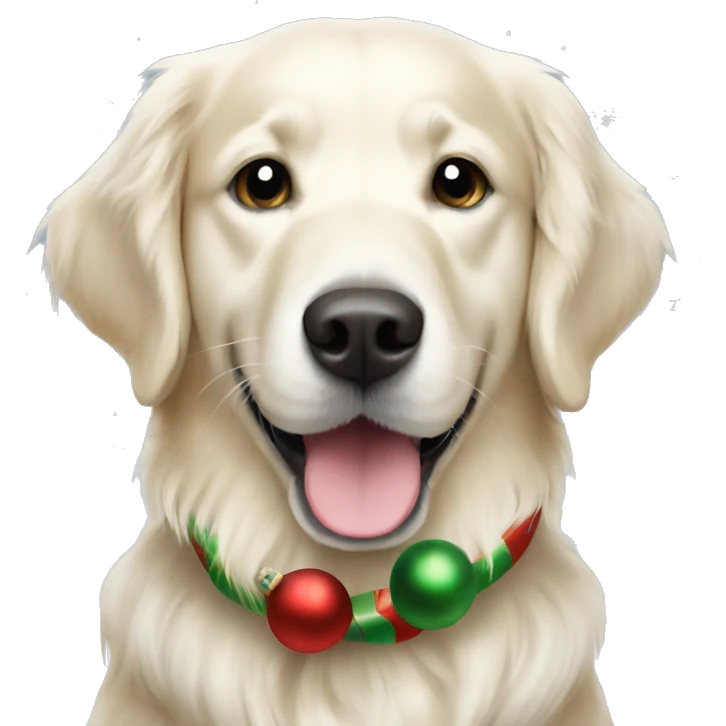 White golden retriever christmas emoji