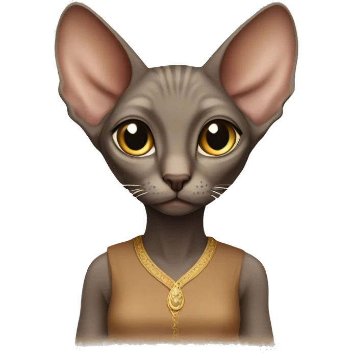 sphinx cat in a brown soft blouse emoji