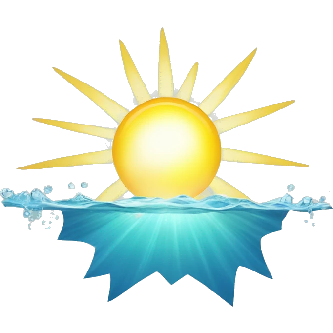 A ray of sunshine next to the water emoji
