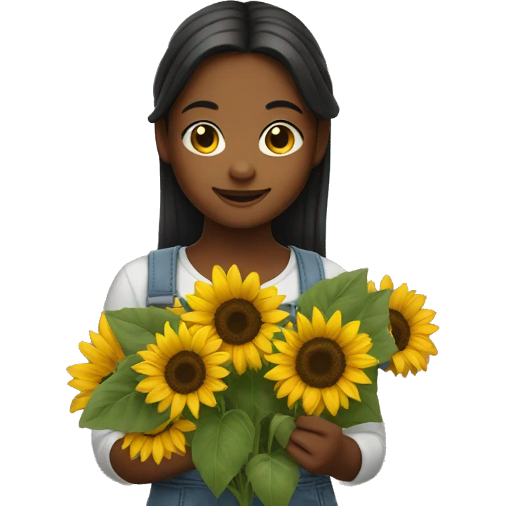 Girl holding sunflowers  emoji