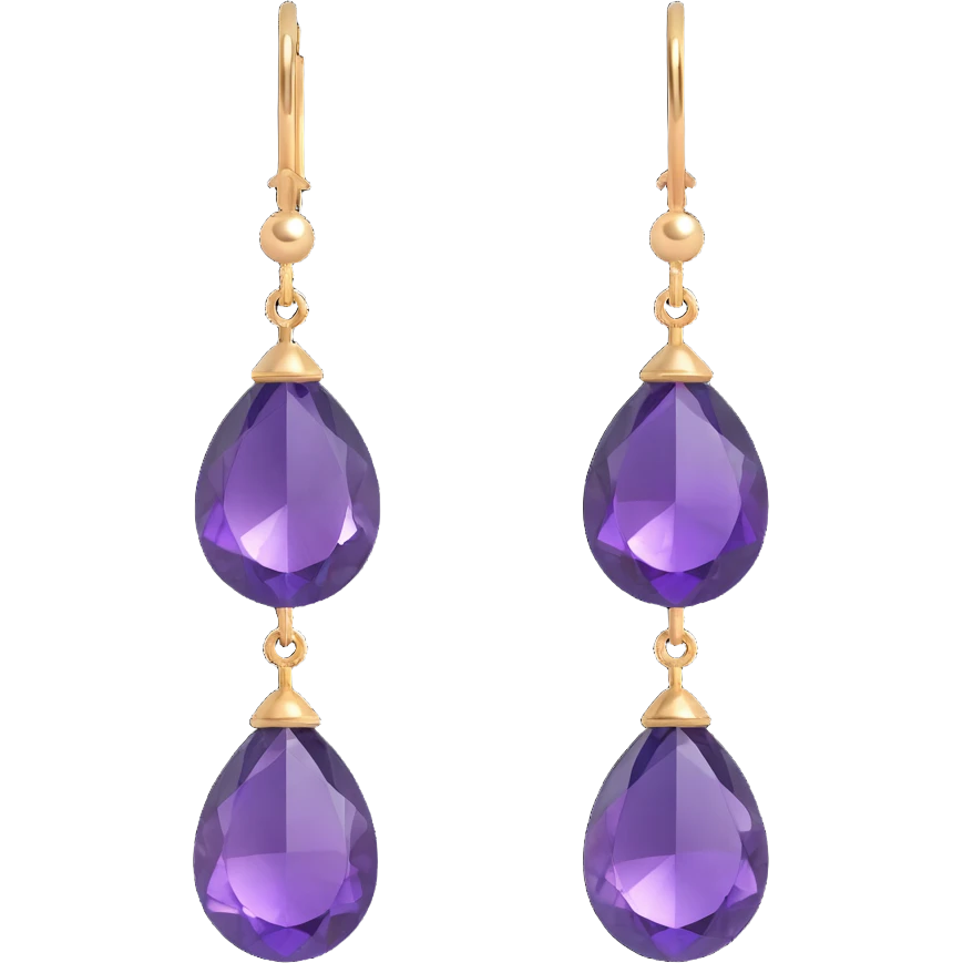 3D emoji-style amethyst drop earrings, classic and elegant emoji