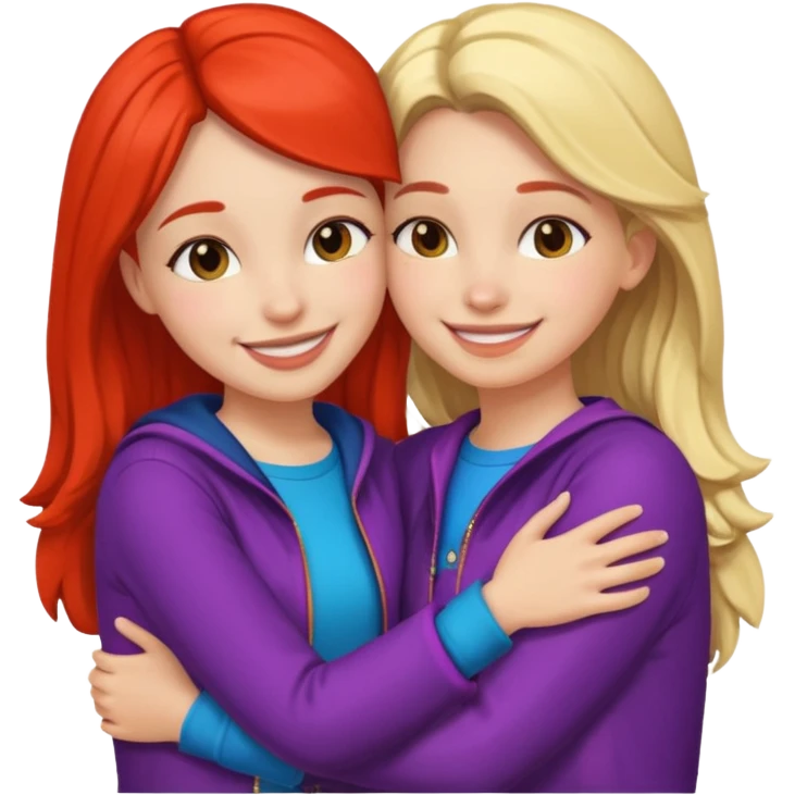 Girl hug a girl friend european bold emoji