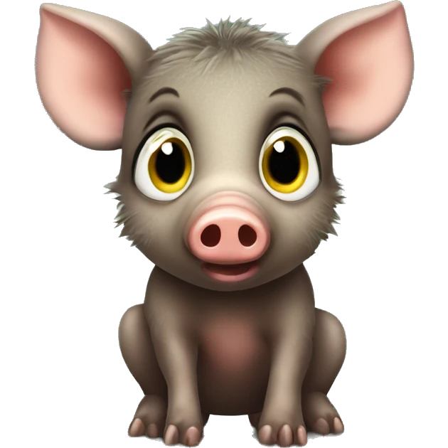 a cute baby wild boar with big eyes emoji