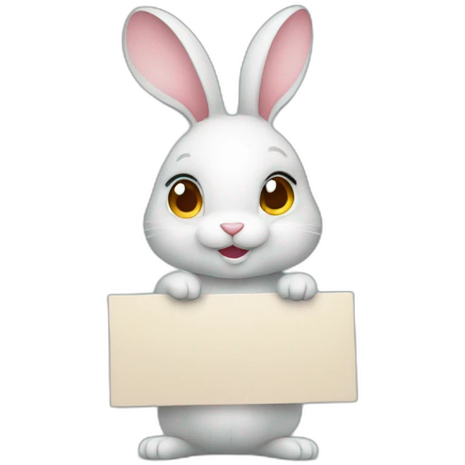 Cute rabbit Holding a Sign emoji