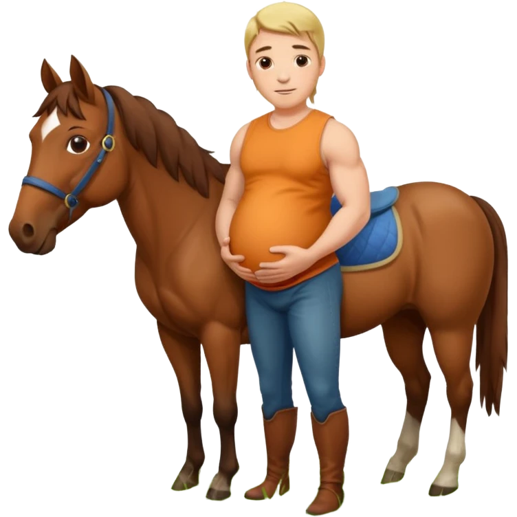 pregnant man  with horse emoji