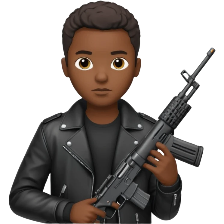 Fais moi un jeune afro américain qui ressemble a un gangster qui tient une AR15 emoji