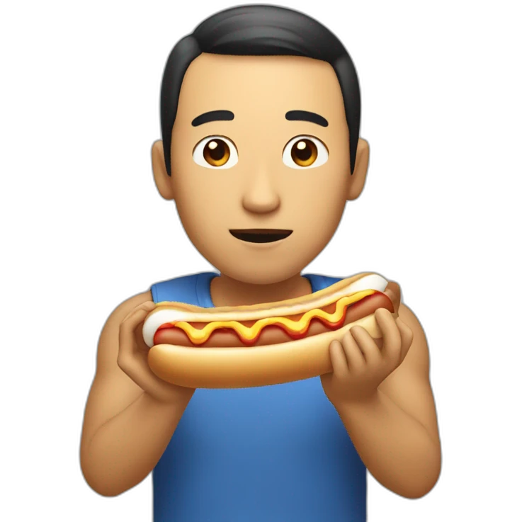 A Chinese man eating a hot dog  emoji