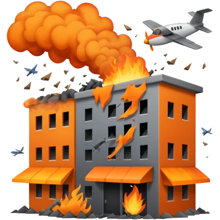A plane crasing into building emoji