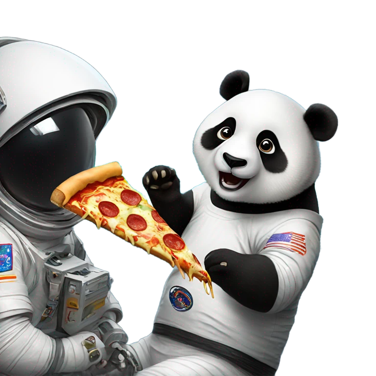 Panda eating pizza in space  emoji