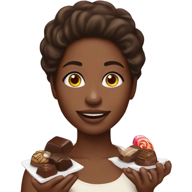 Black woman eating chocolates  emoji