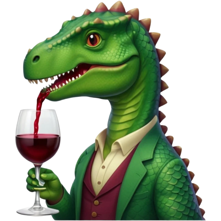 A Dino with a glass of wine  emoji