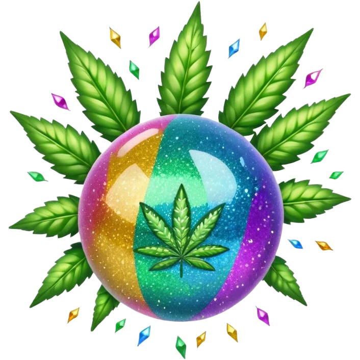 multicolor glitter bomb with weed emoji