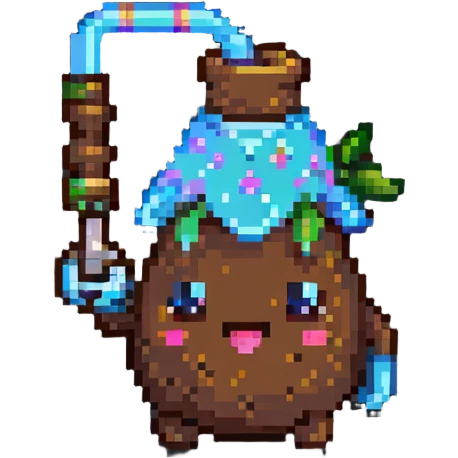 pixelated cute poop character with bong in hand emoji