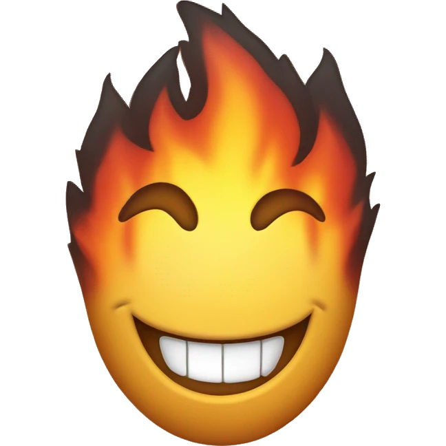 Smile emoji '🙂' with fire '🔥' on top emoji