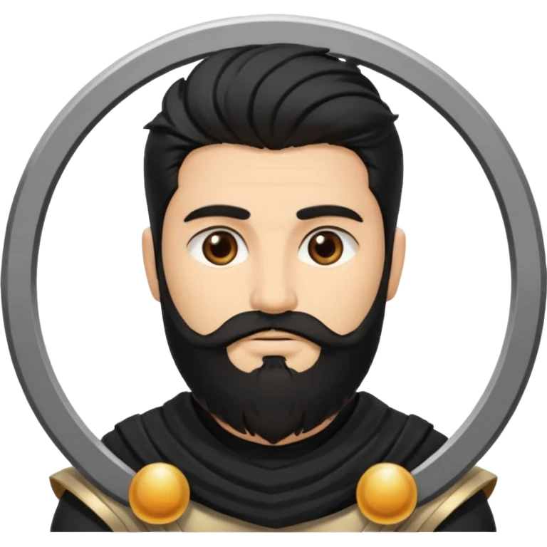 Saturn, God of Time from Gods and Goddesses with black hair and beard, black outfit emoji