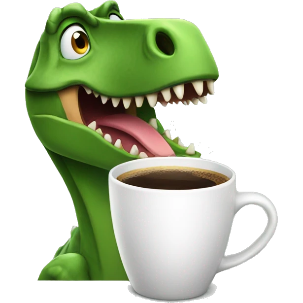 dinosaur drinks coffee emoji