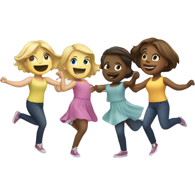 Two blonde girls and a brown haired girl dancing in a circle  emoji