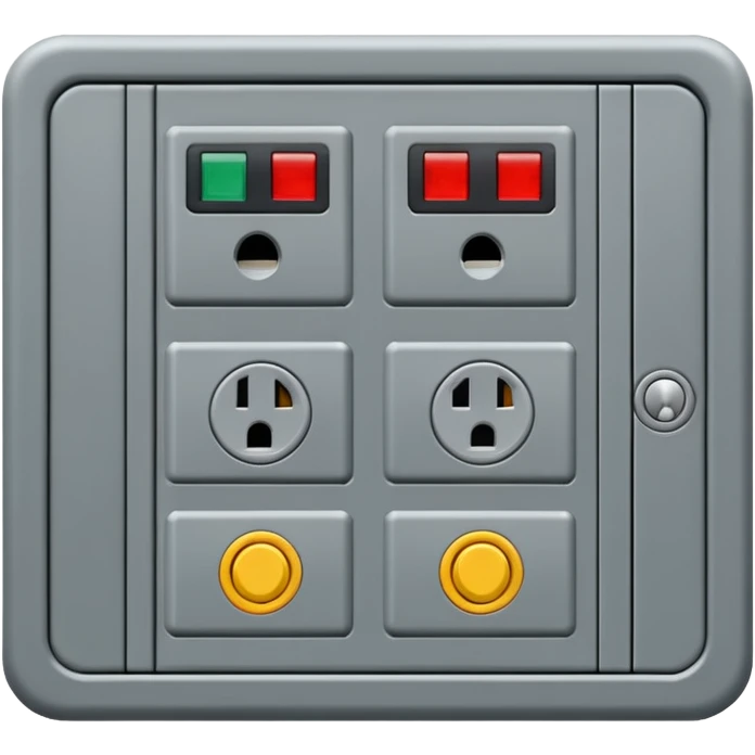 Emoji-style illustration of an electrical control cabinet, flat vector look, bold outlines, minimal details, no background. emoji