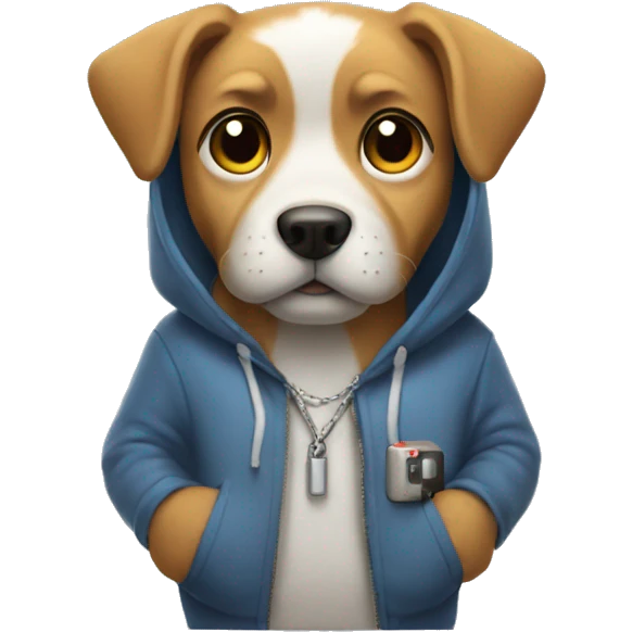 Dog with a hoodie and a Nintendo switch emoji