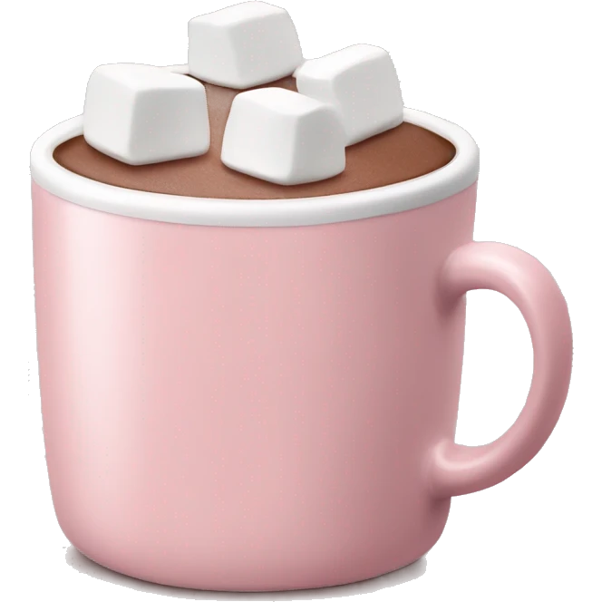 Light Pink mug of hot chocolate with marshmallows  emoji