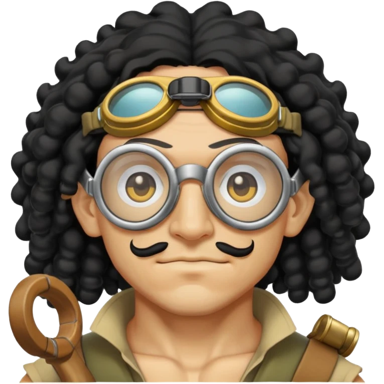 Usopp with long nose, goggles, curly black hair, slingshot emoji