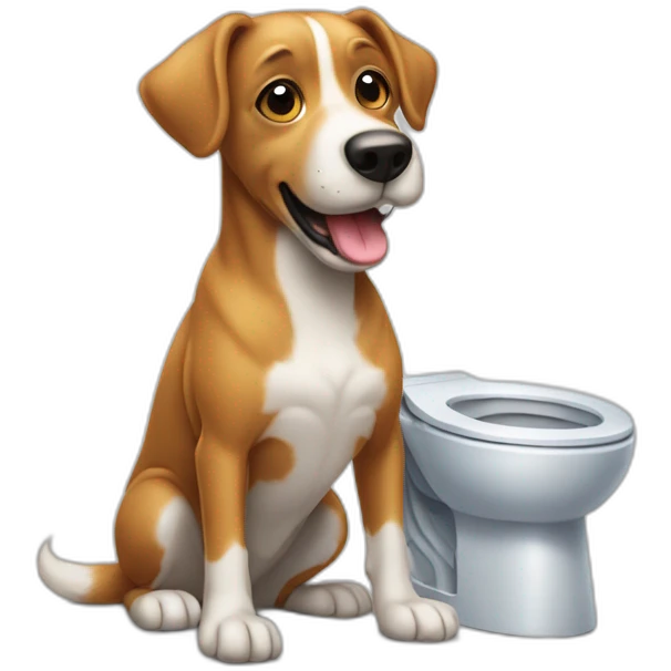 Un chien qui fait caca dans des toilettes emoji