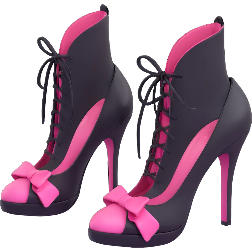BLACKPINK-inspired gothic shoes, no hearts, black and pink, cute  emoji