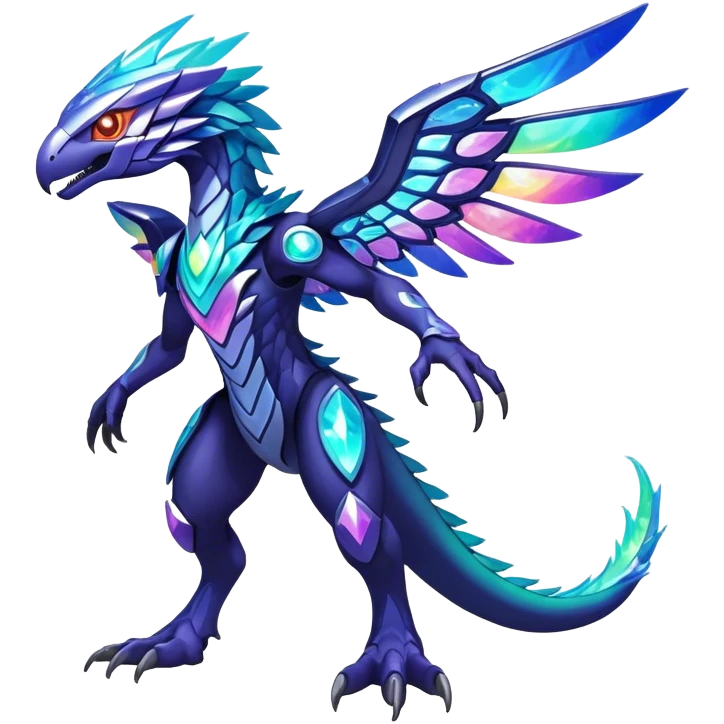 Shiny Futuristic Celestial Magical Ethereal Godly Divine Nebula-Fakemon-Pokemon-Digimon-Spectrobes-Raptor-fusion, full body emoji