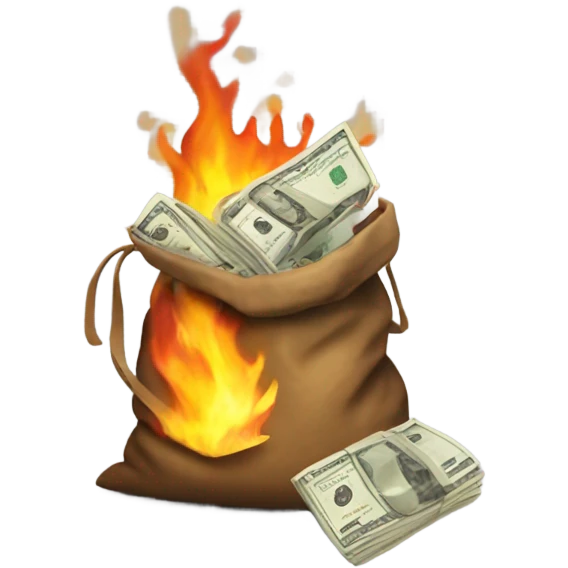 Bag of money on fire emoji