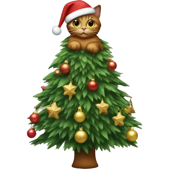 brown cat Christmas Tree emoji