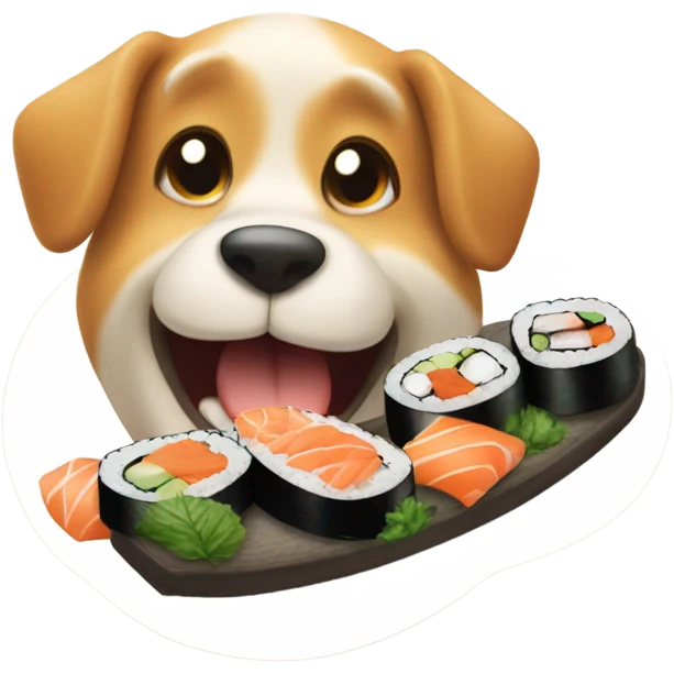 dog eating sushi  emoji