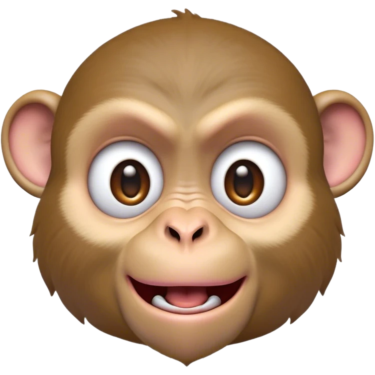 Cinematic Comical Macaque Portrait Emoji, Head tilted dramatically with an exaggeratedly shocked expression, featuring a dynamic, animated face with wide, comically expressive eyes full of humorous disbelief, Simplified yet hilariously expressive features, highly detailed, glowing with a slightly sassy glow, high shine, dramatic yet playful, stylized with an air of quirky primate attitude, soft glowing outline, capturing the essence of a meme-worthy macaque that looks ready to side-eye its way into viral fame! emoji