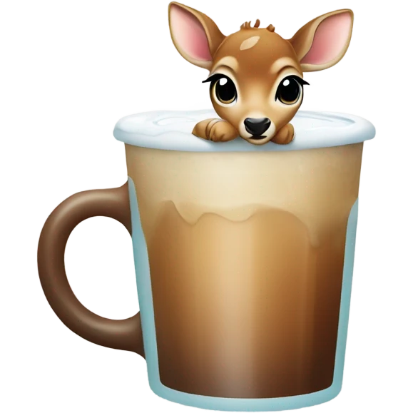 Baby deer drinking iced coffee emoji
