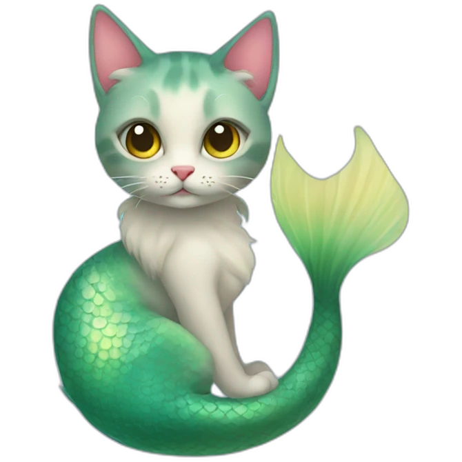 Mermaid cat ange emoji