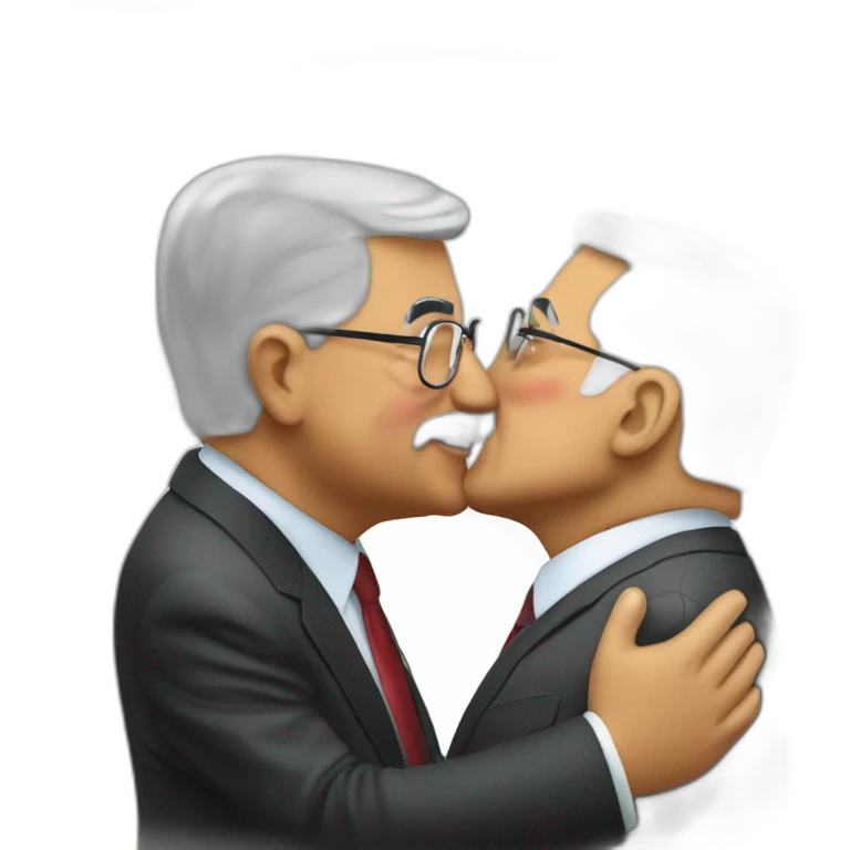 Mahmoud Abbas kissing the Ayatollah emoji