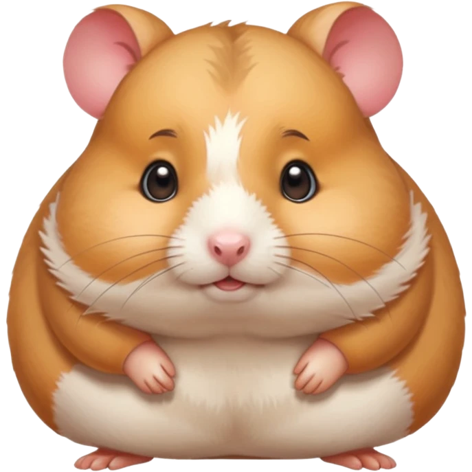 Cute chubby tsundere looking cartoon-style hamster. Painterly shading, white background, sticker-style illustration emoji