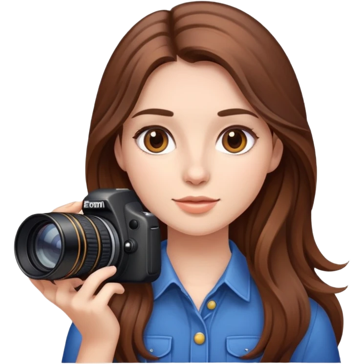 Дівчина фотограф з каштановим волоссям довгим emoji