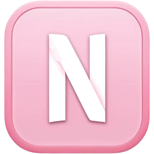 Netflix aesthetic "N" logo in pastel pink with white glowing outline around "N" emoji
