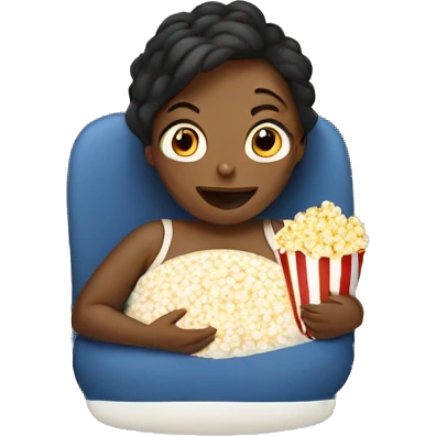A pregnant lady eating popcorn emoji