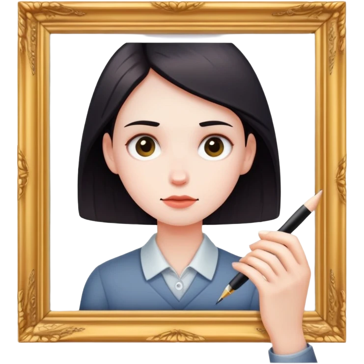 perfectionist person with focused expression adjusting a picture frame emoji