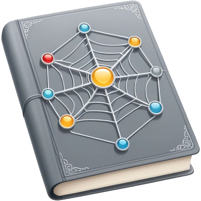 magical grey book of networking with a web emoji