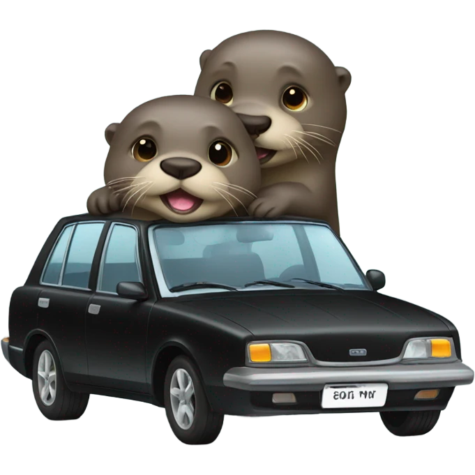 two otters in black car  emoji