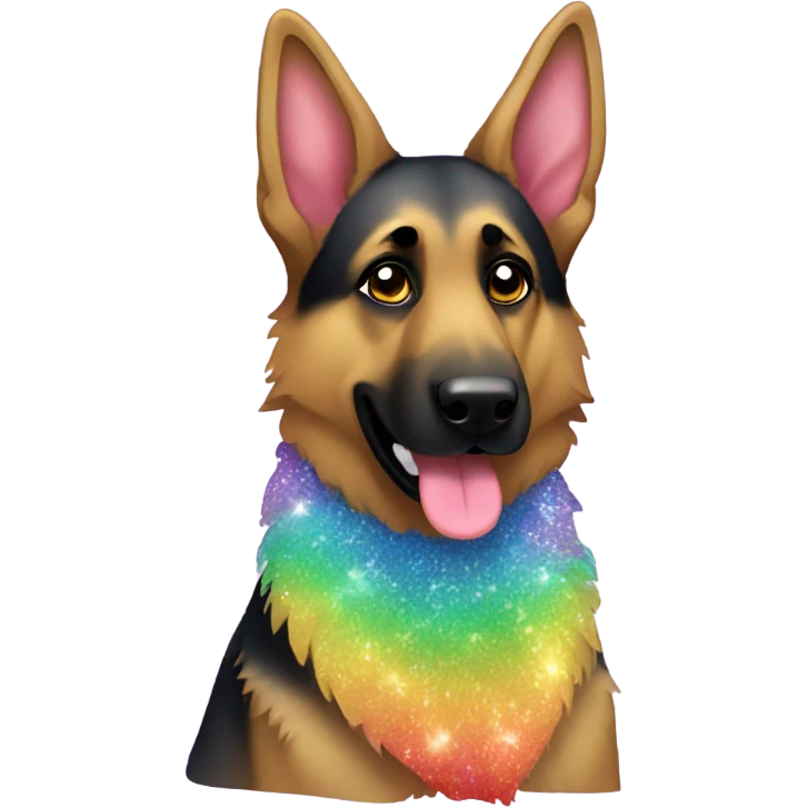 German shepherd with rainbow glitter fur emoji