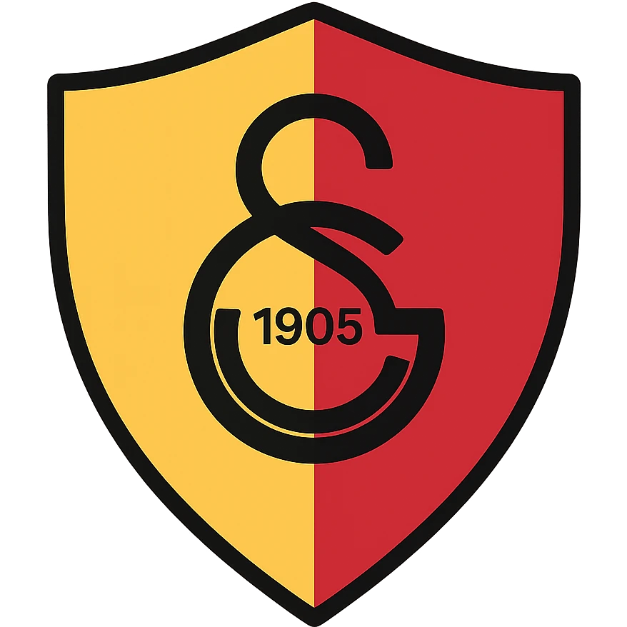 Galatasaray S.K. crest, classic shield shape, yellow and red colors, iconic football club logo, lineal color icon with black outlines emoji